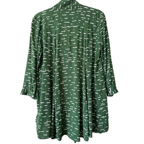 Maeve Women's Button Front Tie Collar 3/4 Sleeve Swing Tunic Blouse Green Small - Picture 4 of 9
